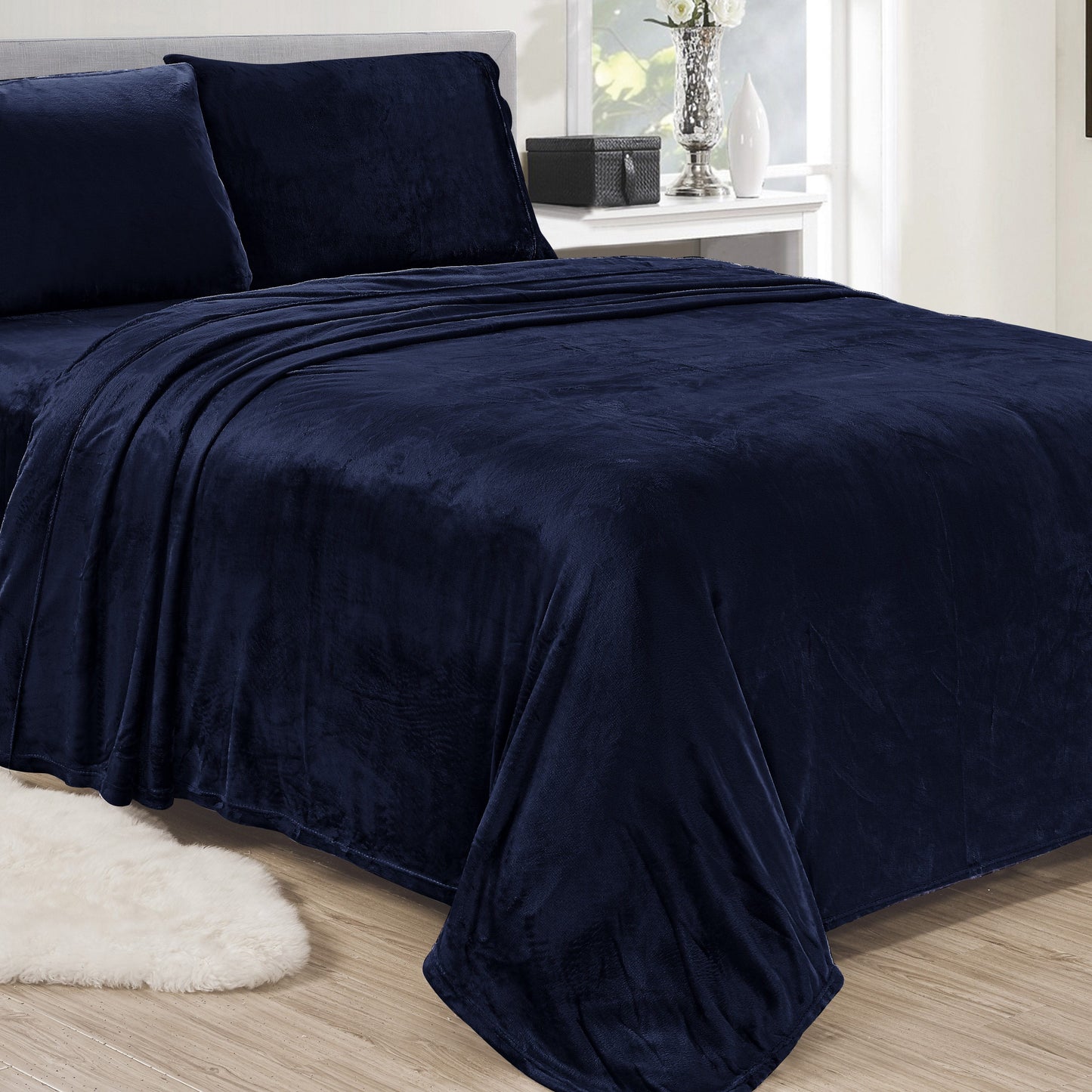 Noble House Lavana Microplush Sheet Set Navy __label2:BOGO 30% OFF __stock:150 Bedding refund_fee:1200