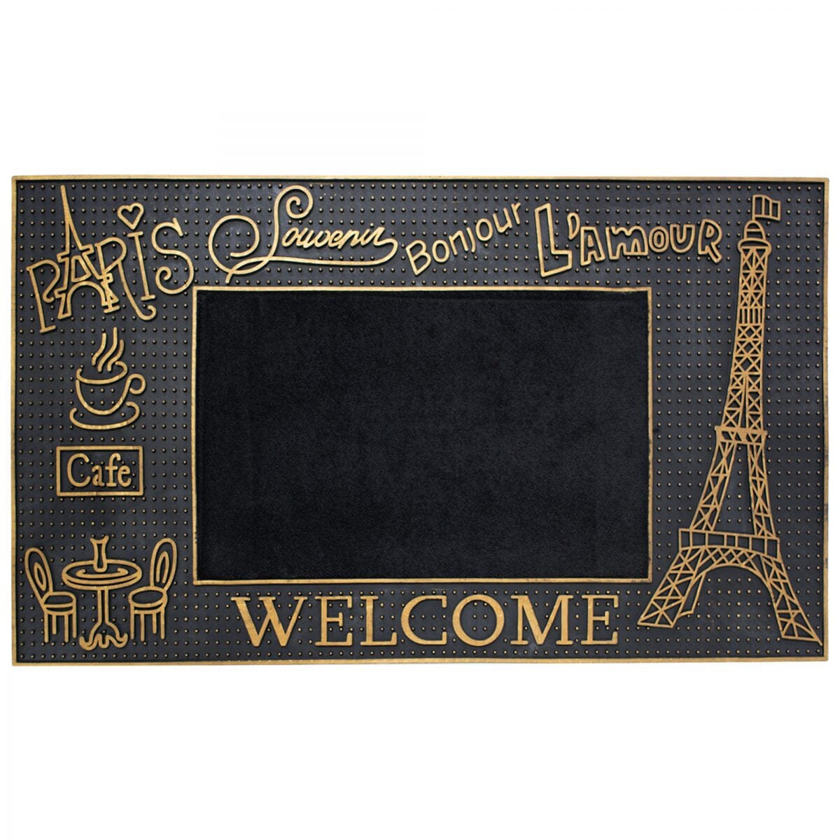 Non-Slip Rubber Utility Doormat Golden Trim Eiffel Tower __stock:50 Garden & Patio refund_fee:800