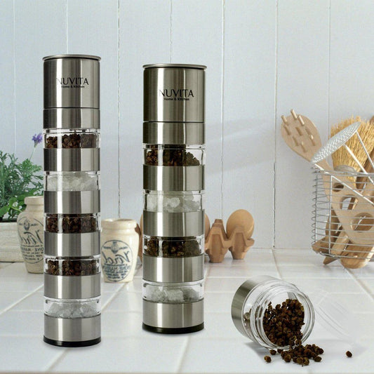 Nuvita Premium Stainless Steel Stackable Mini Salt and Pepper Mill Kitchen & Dining refund_fee:800