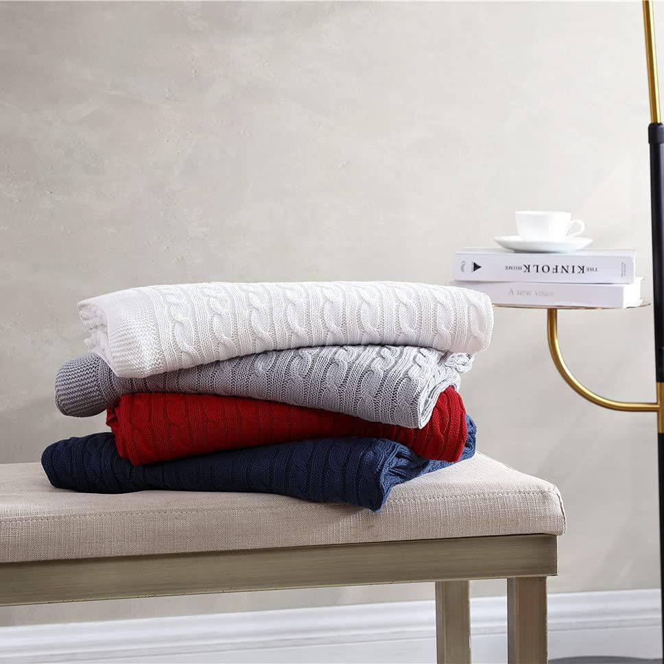 Oak 100% Cotton Cable Knit Throw Blanket __label2:BOGO 30% OFF __stock:200 Bedding refund_fee:1800