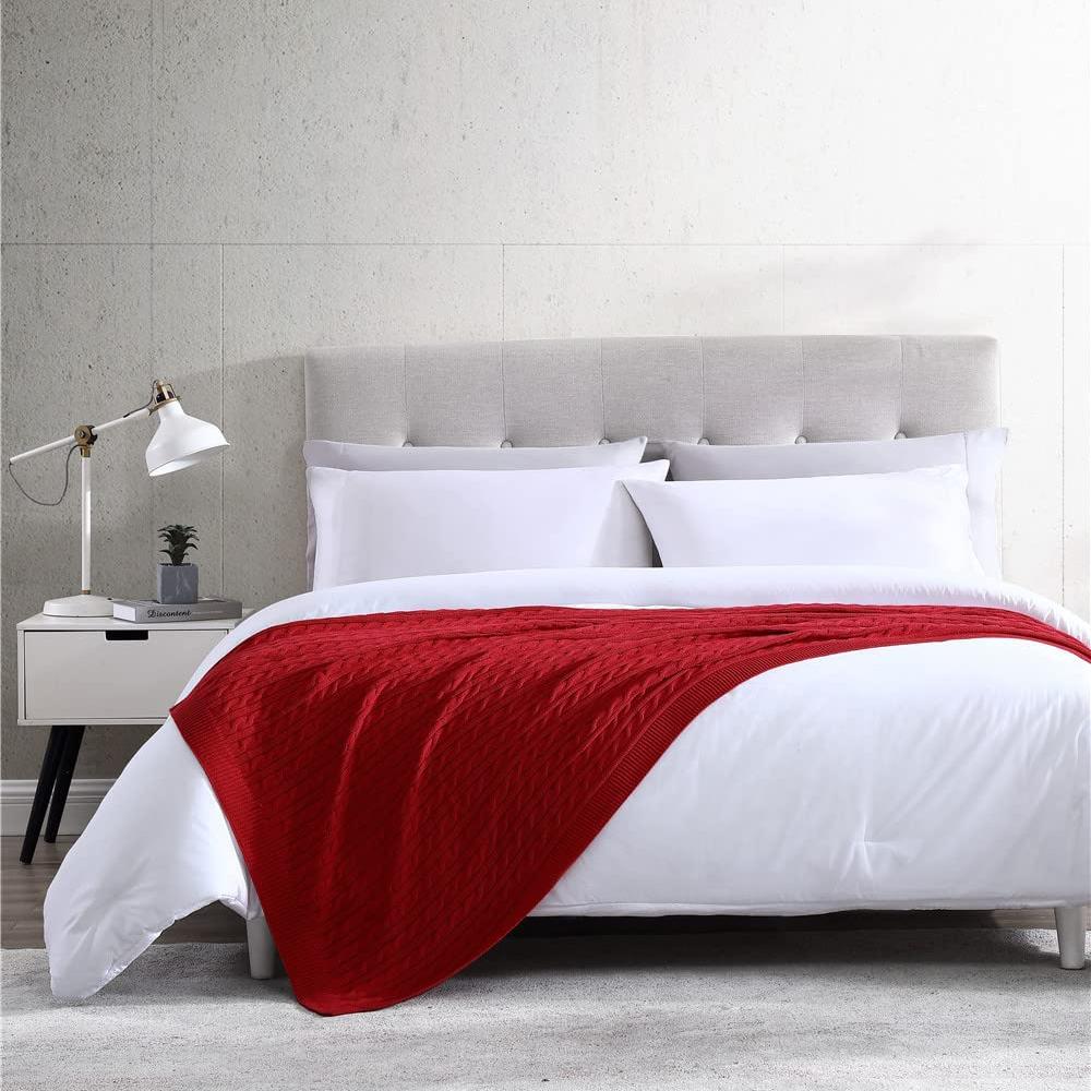 Oak 100% Cotton Cable Knit Throw Blanket __label2:BOGO 30% OFF __stock:200 Bedding refund_fee:1800