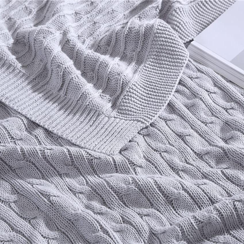 Oak 100% Cotton Cable Knit Throw Blanket __label2:BOGO 30% OFF __stock:200 Bedding refund_fee:1800