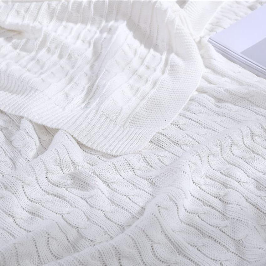 Oak 100% Cotton Cable Knit Throw Blanket __label2:BOGO 30% OFF __stock:200 Bedding refund_fee:1800