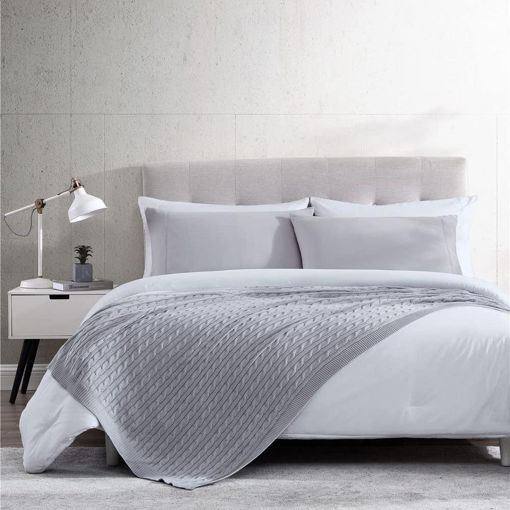 Oak 100% Cotton Cable Knit Throw Blanket __label2:BOGO 30% OFF __stock:200 Bedding refund_fee:1800