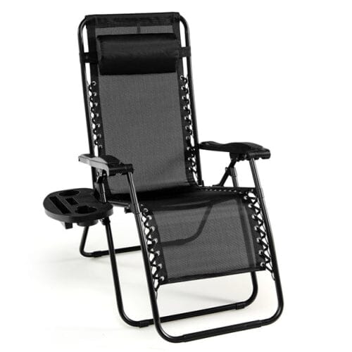 Outdoor Folding Zero Gravity Reclining Lounge Chair Black __stock:50 Garden & Patio refund_fee:2200