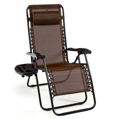 Outdoor Folding Zero Gravity Reclining Lounge Chair Brown __stock:50 Garden & Patio refund_fee:2200