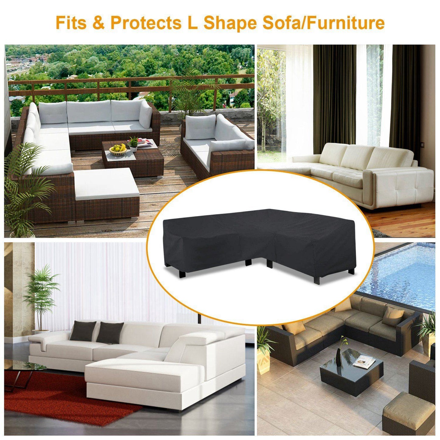 Outdoor L Shape Sofa Covers Water Resistant Garden & Patio refund_fee:1800