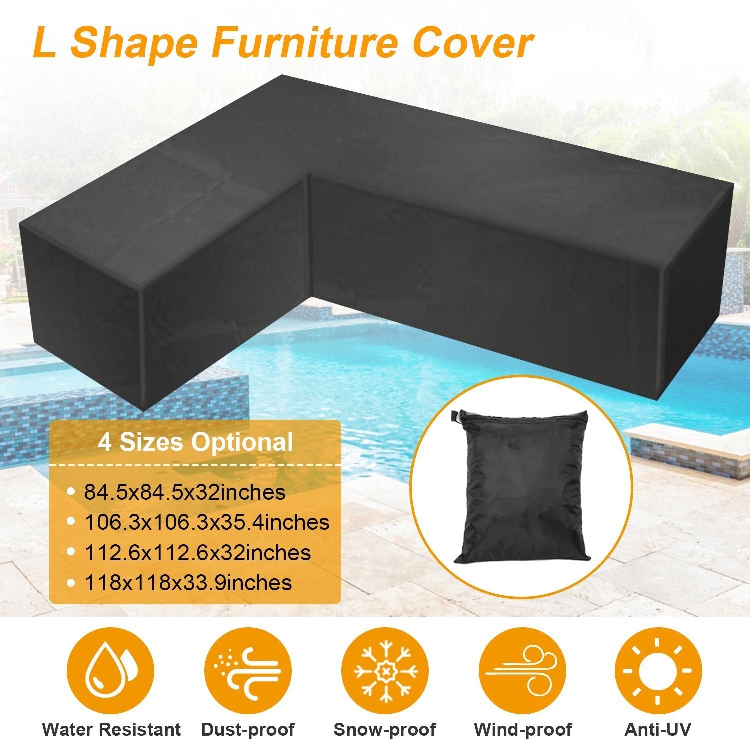 Outdoor L Shape Sofa Covers Water Resistant Garden & Patio refund_fee:1800