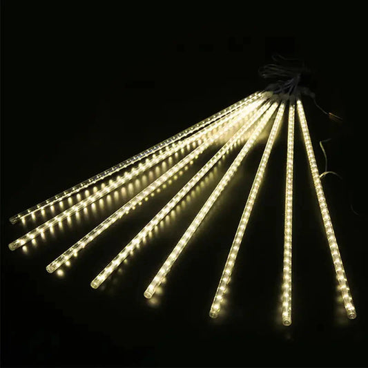 Outdoor Solar Meteor Christmas String Lights Warm White __stock:200 Holiday Decor & Apparel refund_fee:1200