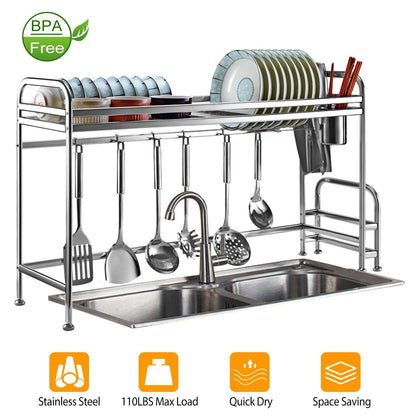 Over Sink Dish Drying Rack with Cutlery Holder __stock:150 Kitchen & Dining refund_fee:1800