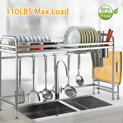 Over Sink Dish Drying Rack with Cutlery Holder __stock:150 Kitchen & Dining refund_fee:1800