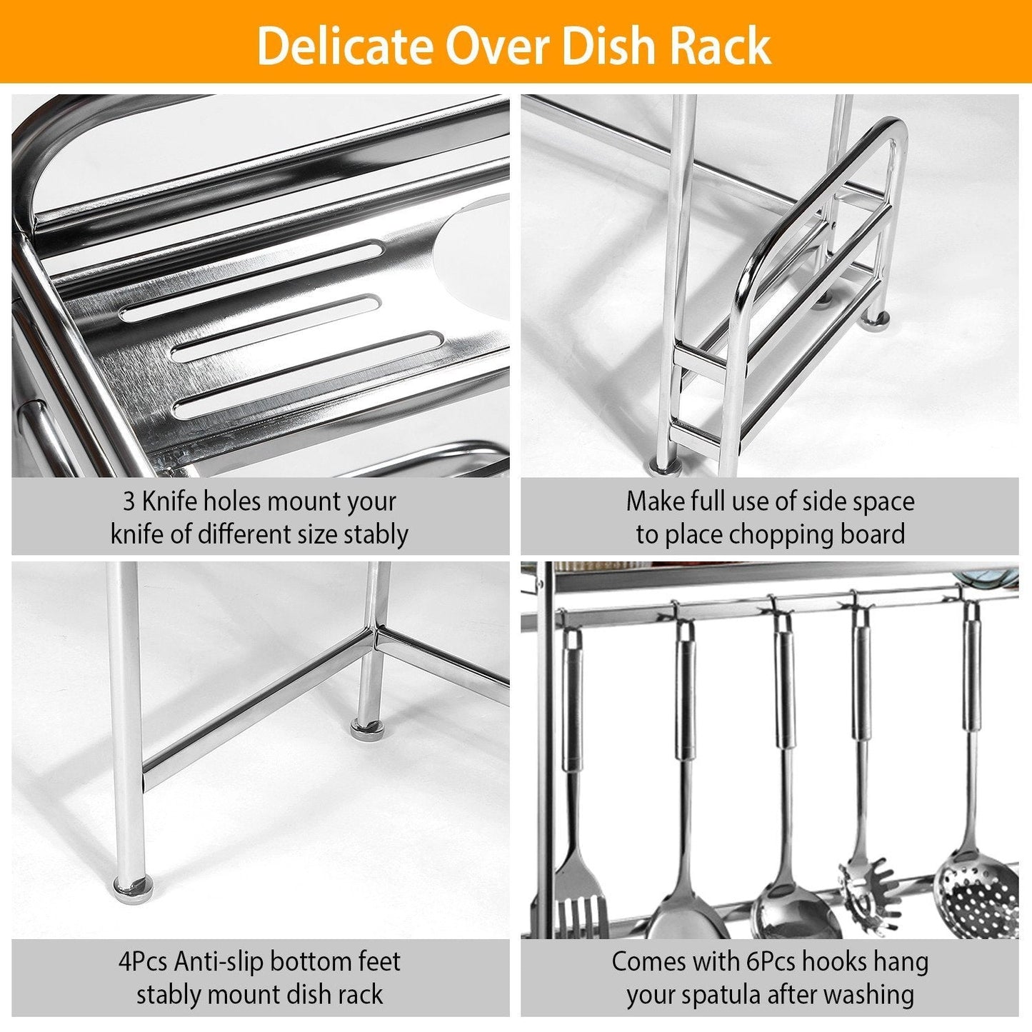 Over Sink Dish Drying Rack with Cutlery Holder __stock:150 Kitchen & Dining refund_fee:1800