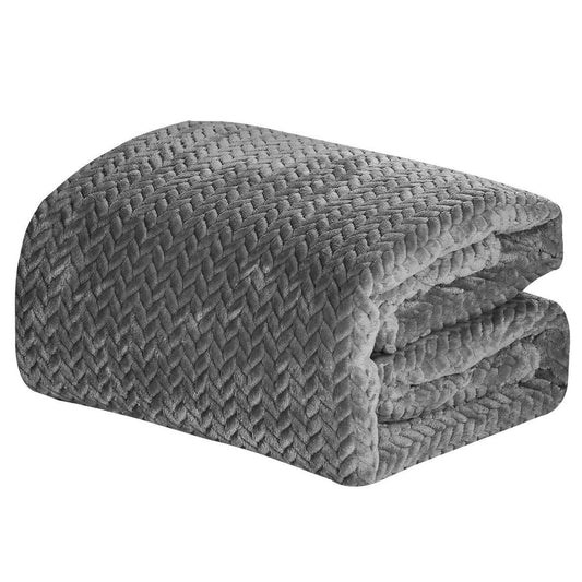 Oversized Chevron Braided Throw Blanket Gray __label2:BOGO 30% OFF Bedding refund_fee:1200