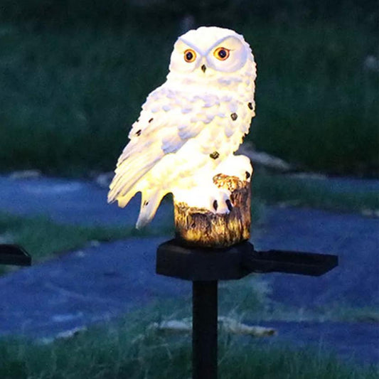 Owl Solar LED Lights with Decorative Stake White __stock:100 Outdoor Lighting refund_fee:800 Warranty