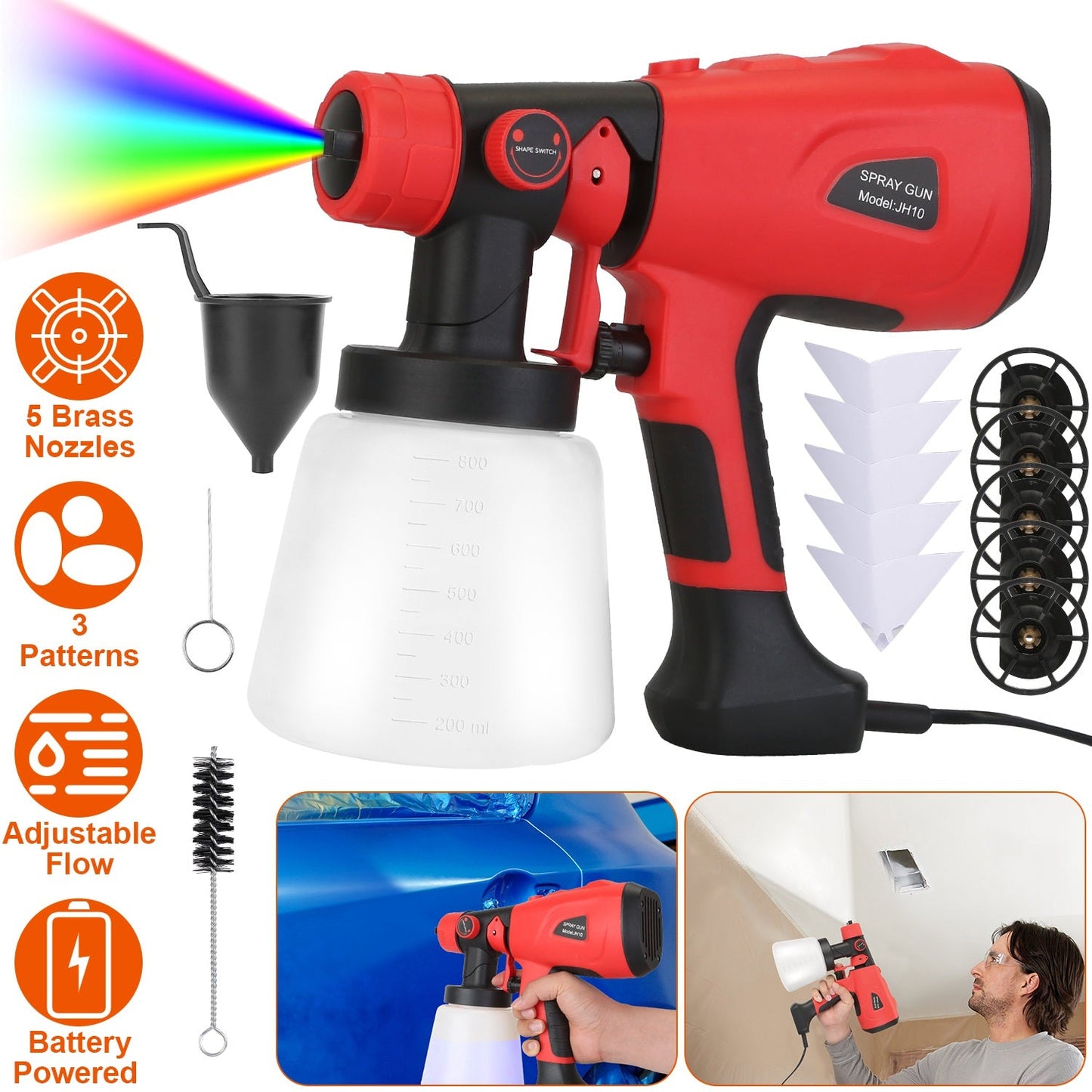 Paint Sprayer HVLP Handheld Painter with 3 Spray Patterns __stock:50 Home Improvement refund_fee:1800 Warranty