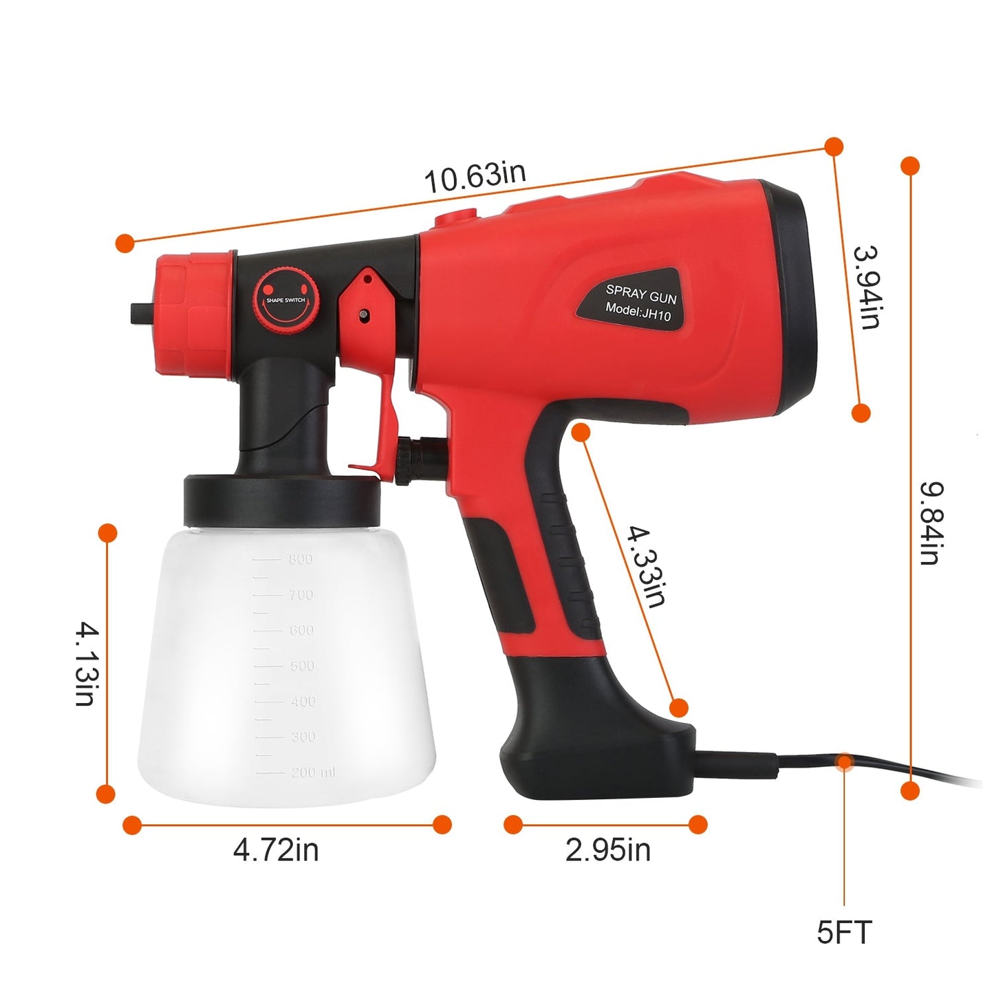 Paint Sprayer HVLP Handheld Painter with 3 Spray Patterns __stock:50 Home Improvement refund_fee:1800 Warranty