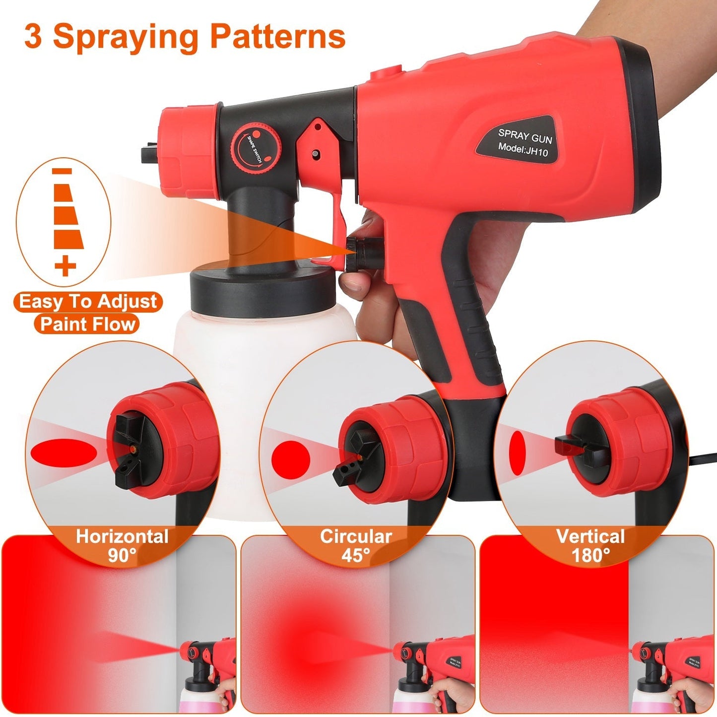 Paint Sprayer HVLP Handheld Painter with 3 Spray Patterns __stock:50 Home Improvement refund_fee:1800 Warranty