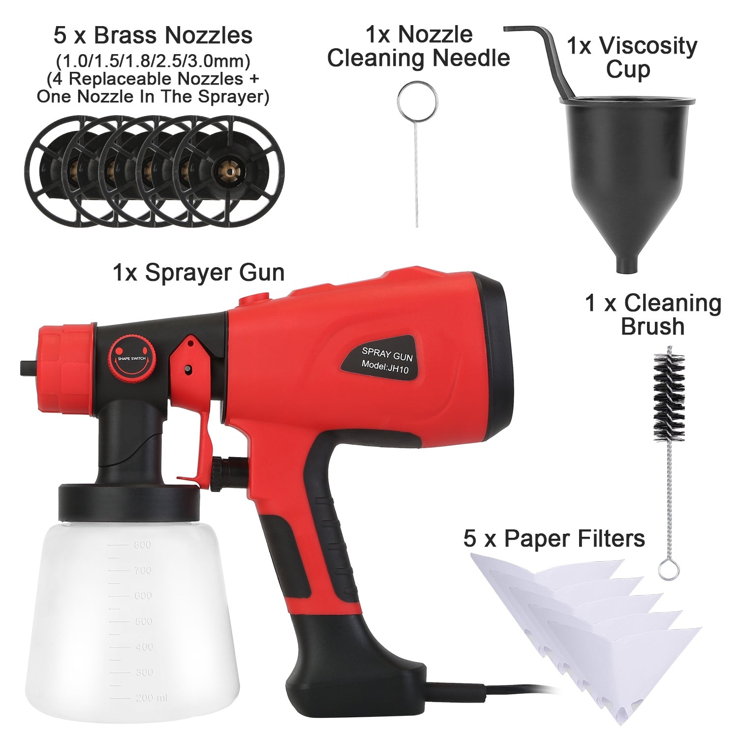 Paint Sprayer HVLP Handheld Painter with 3 Spray Patterns __stock:50 Home Improvement refund_fee:1800 Warranty