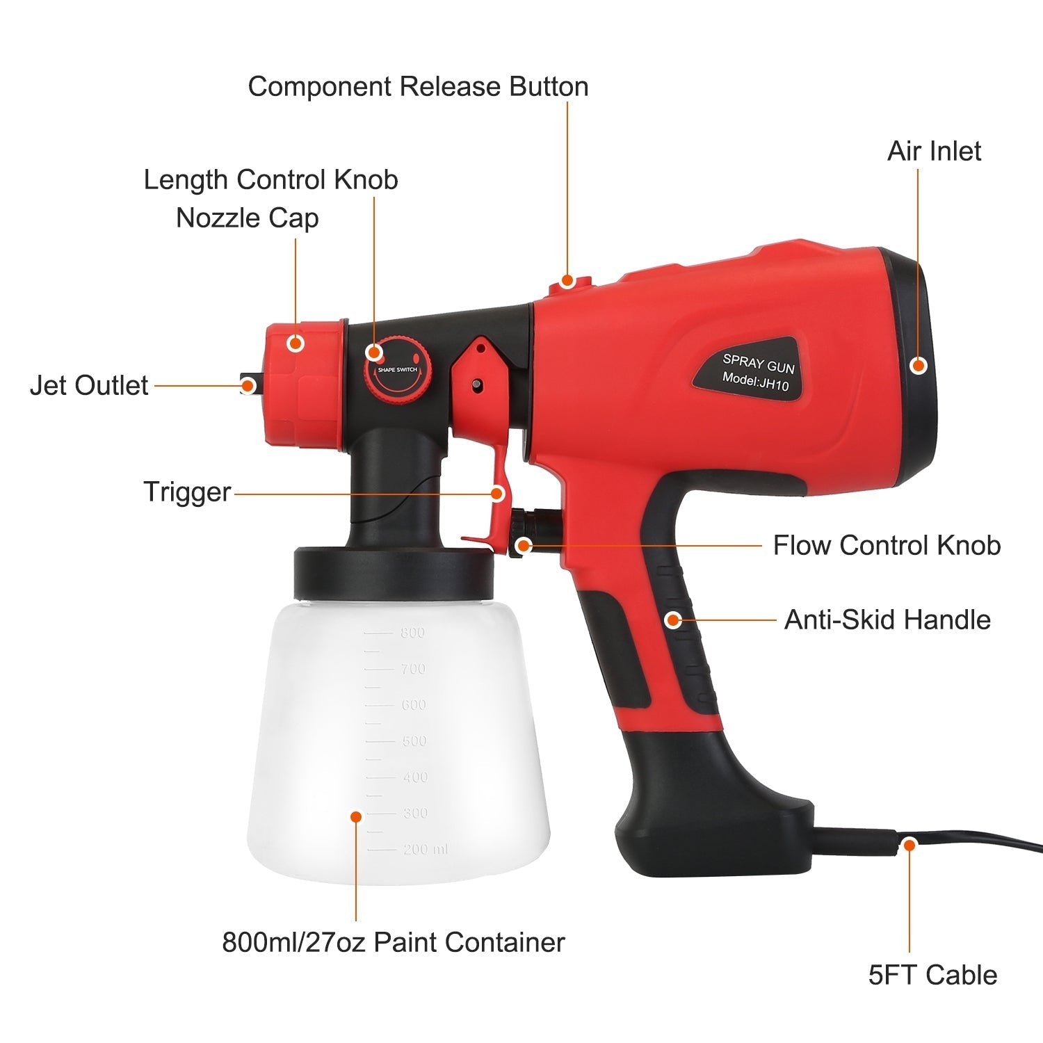 Paint Sprayer HVLP Handheld Painter with 3 Spray Patterns __stock:50 Home Improvement refund_fee:1800 Warranty