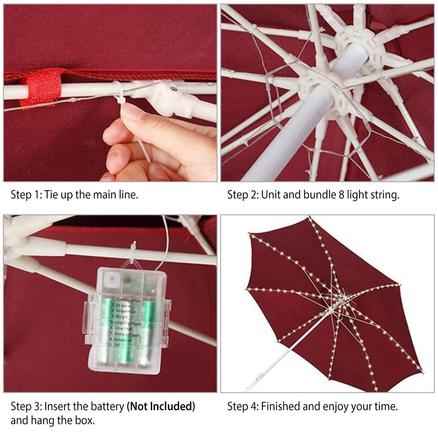 Patio Umbrella Lights 8 Lighting Mode with Remote Control Garden & Patio refund_fee:1200 Warranty