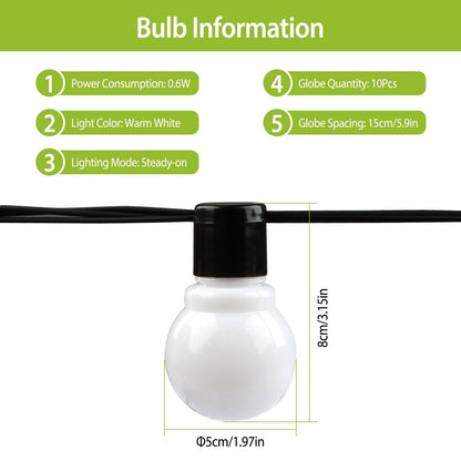 Plug-in Globe String Light Warm White Fairy Light Bulbs __stock:50 Low stock refund_fee:1200 String & Fairy Lights Warranty