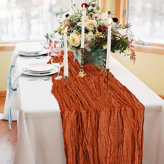 Polyester Crinkle Table Runner Terracotta __stock:200 Holiday Decor & Apparel refund_fee:800