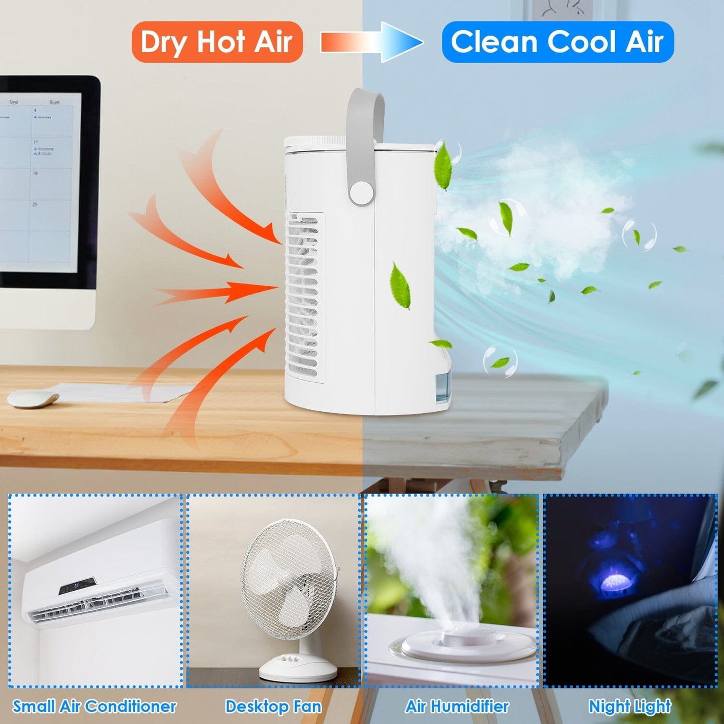 Portable Air Conditioner Fan Evaporative Humidifier 3 Speed Spray __stock:50 Household Appliances Low stock refund_fee:1800 Warranty