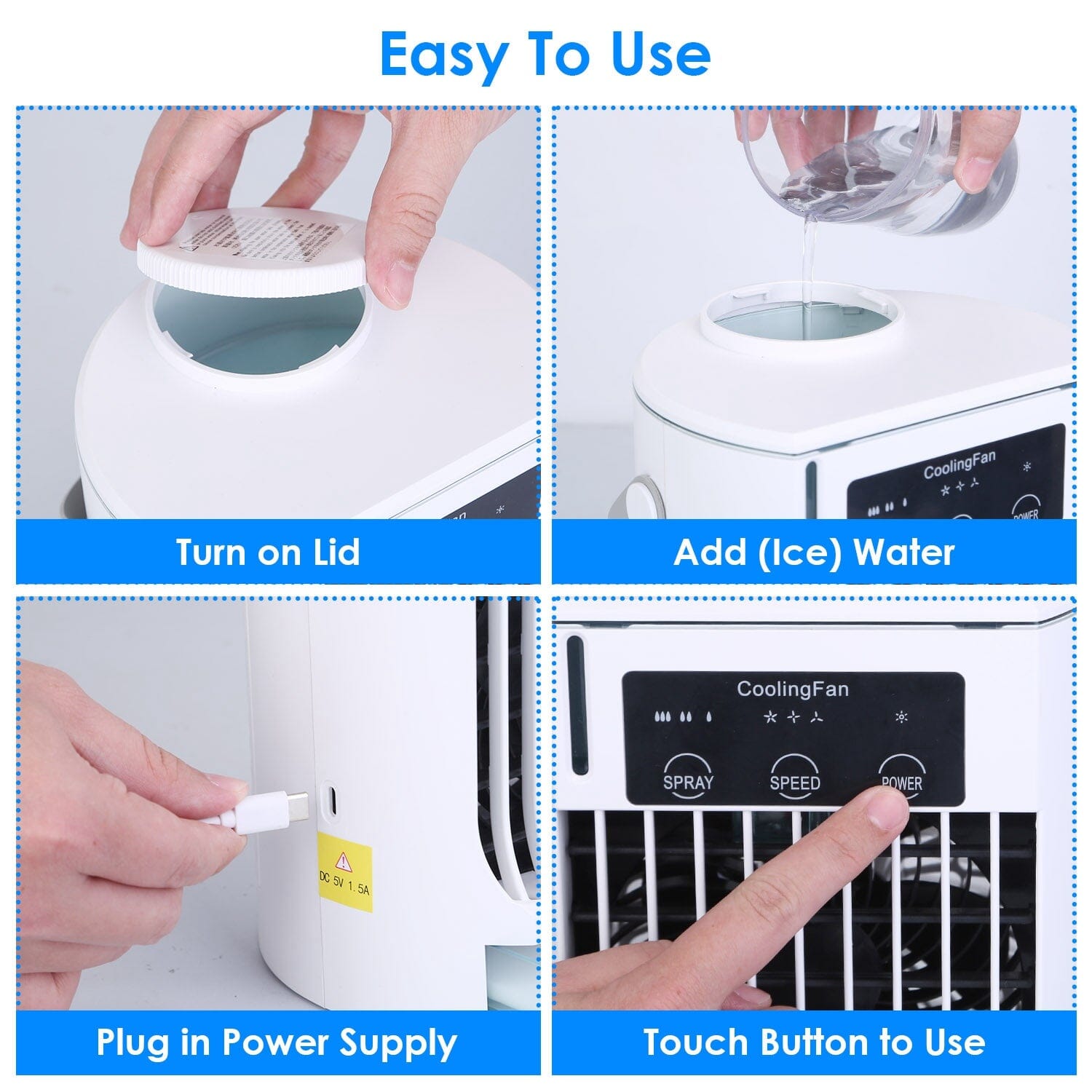 Portable Air Conditioner Fan Evaporative Humidifier 3 Speed Spray __stock:50 Household Appliances Low stock refund_fee:1800 Warranty