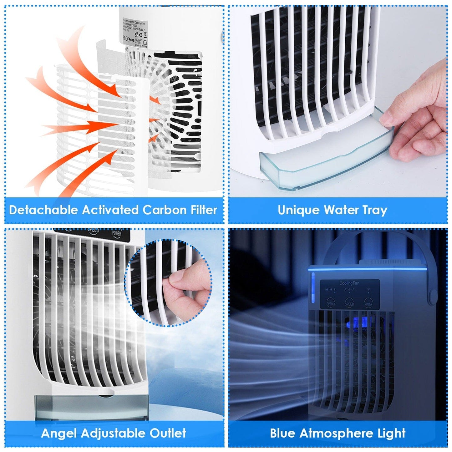 Portable Air Conditioner Fan Evaporative Humidifier 3 Speed Spray __stock:50 Household Appliances Low stock refund_fee:1800 Warranty