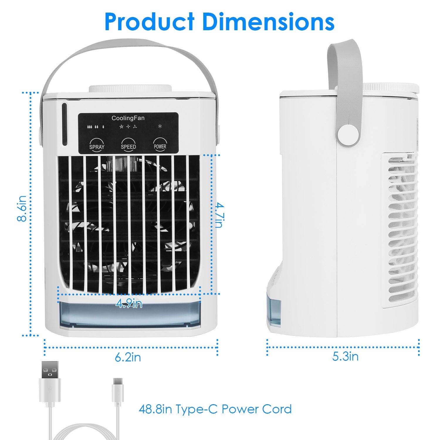 Portable Air Conditioner Fan Evaporative Humidifier 3 Speed Spray __stock:50 Household Appliances Low stock refund_fee:1800 Warranty