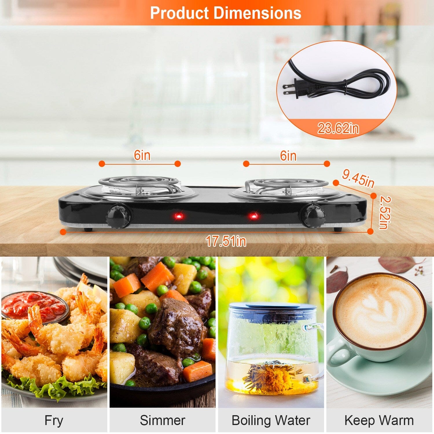 Portable Coil Heating Hot Plate Stove Countertop __stock:50 Kitchen & Dining refund_fee:1200 Warranty