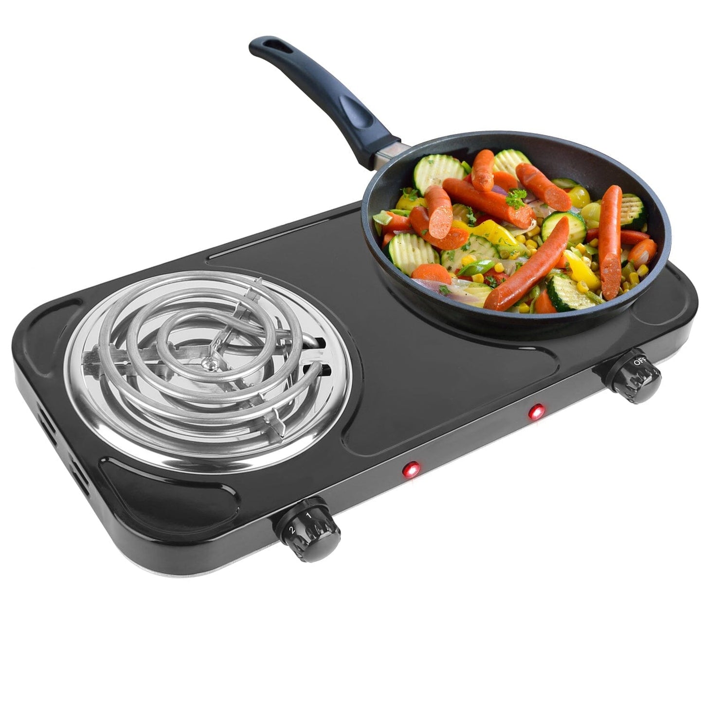 Portable Coil Heating Hot Plate Stove Countertop Double Burner Black __stock:50 Kitchen & Dining refund_fee:1200 Warranty