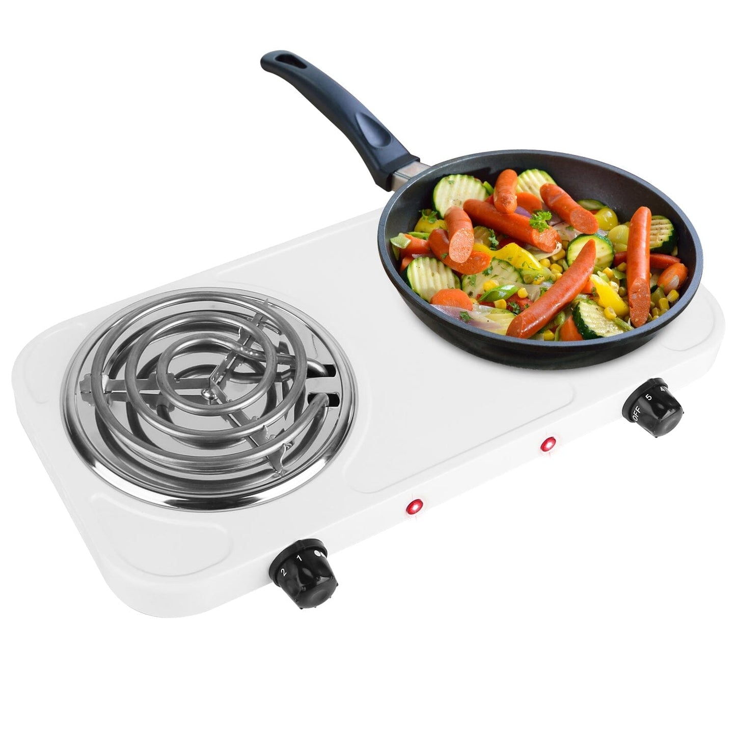 Portable Coil Heating Hot Plate Stove Countertop Double Burner White __stock:50 Kitchen & Dining refund_fee:1200 Warranty