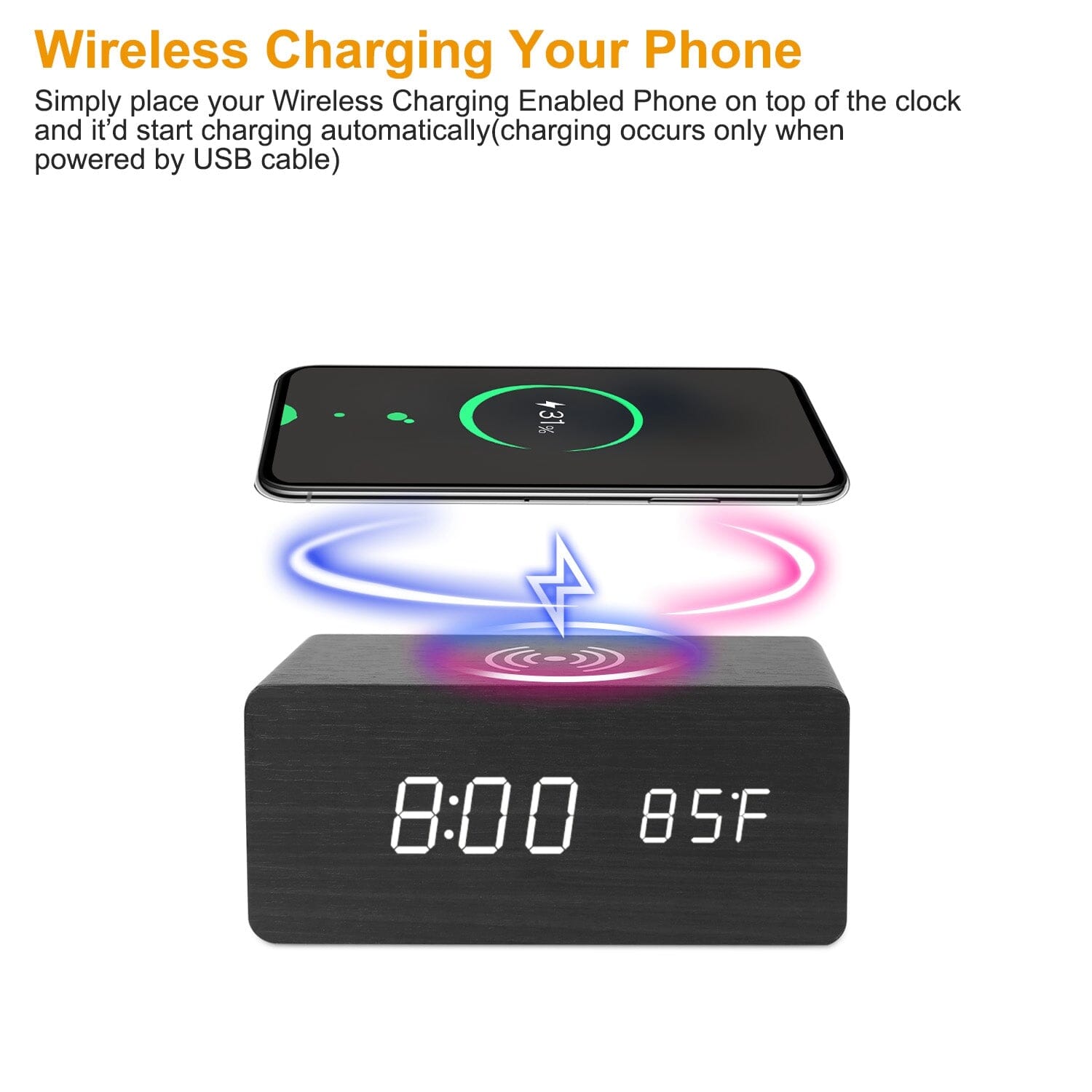 Qi Wireless Charger Digital Alarm Clock __stock:50 Household Appliances refund_fee:1200 Warranty