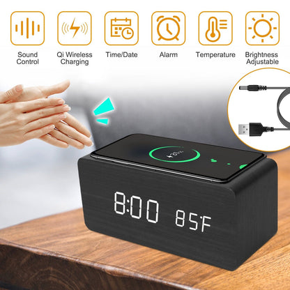 Qi Wireless Charger Digital Alarm Clock __stock:50 Household Appliances refund_fee:1200 Warranty