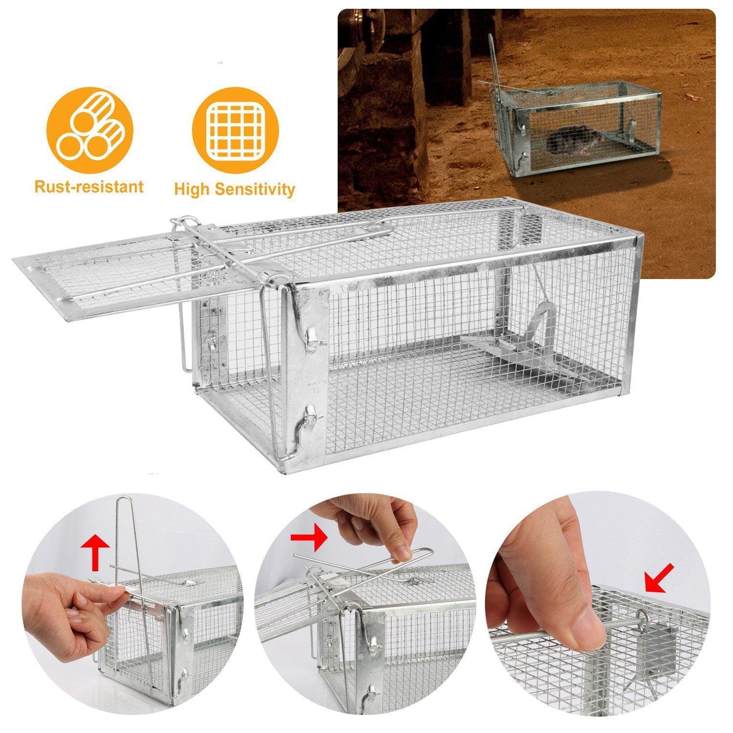 Rat Trap Cage Humane Live Rodent __stock:300 Pest Control refund_fee:1200 Warranty