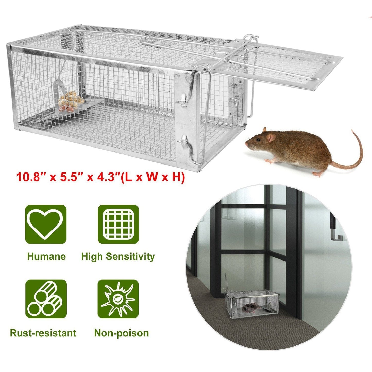 Rat Trap Cage Humane Live Rodent __stock:300 Pest Control refund_fee:1200 Warranty