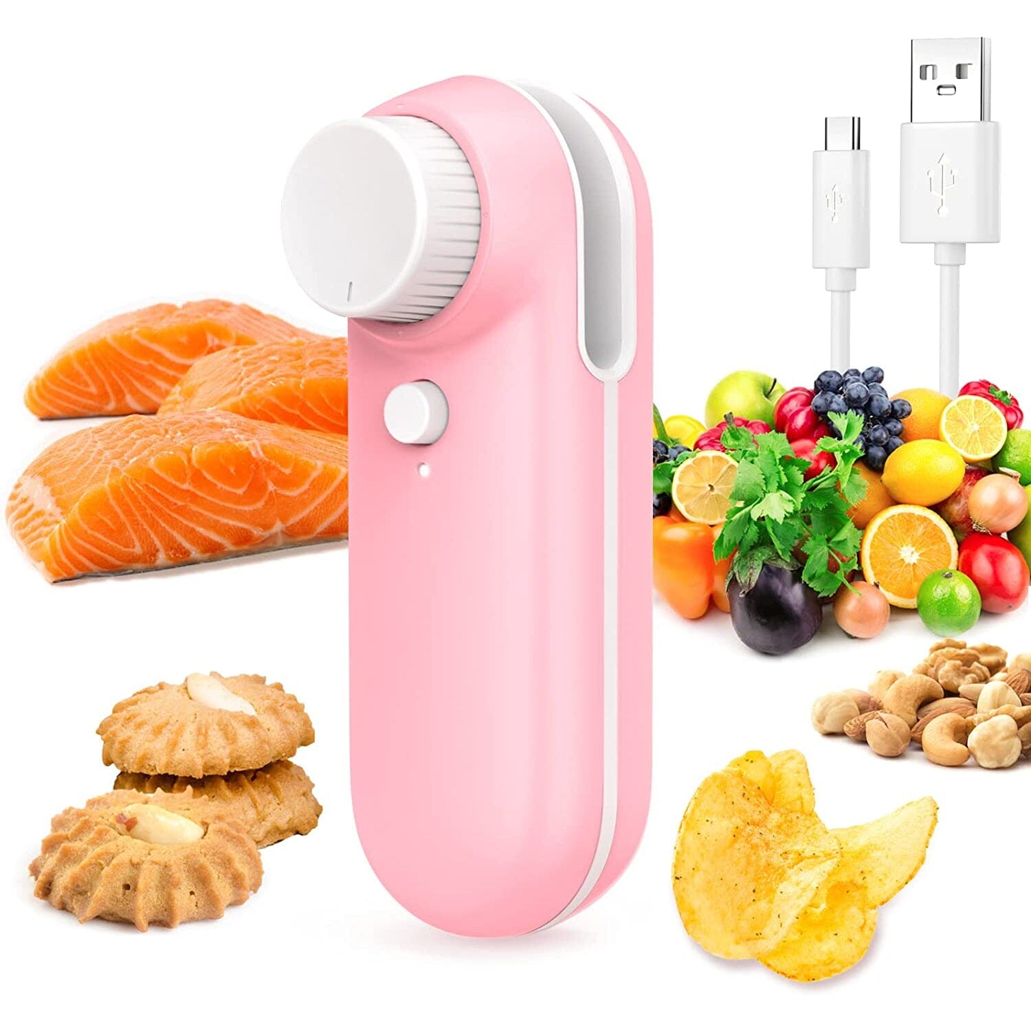 Rechargeable 2-in-1 Bag Mini Heat Sealer Pink __stock:200 Kitchen & Dining refund_fee:800 Warranty