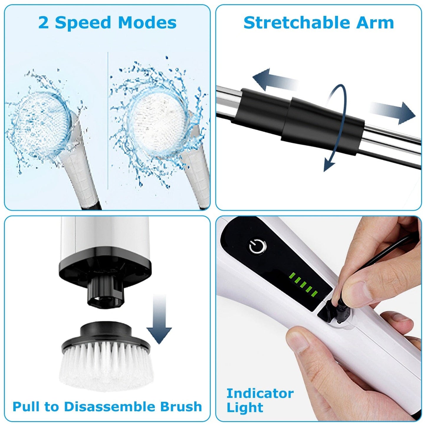 Rechargeable Electric Spin Scrubber 8 Brush Replaceable Heads 2 Speed __stock:50 Household Appliances refund_fee:1800 Warranty