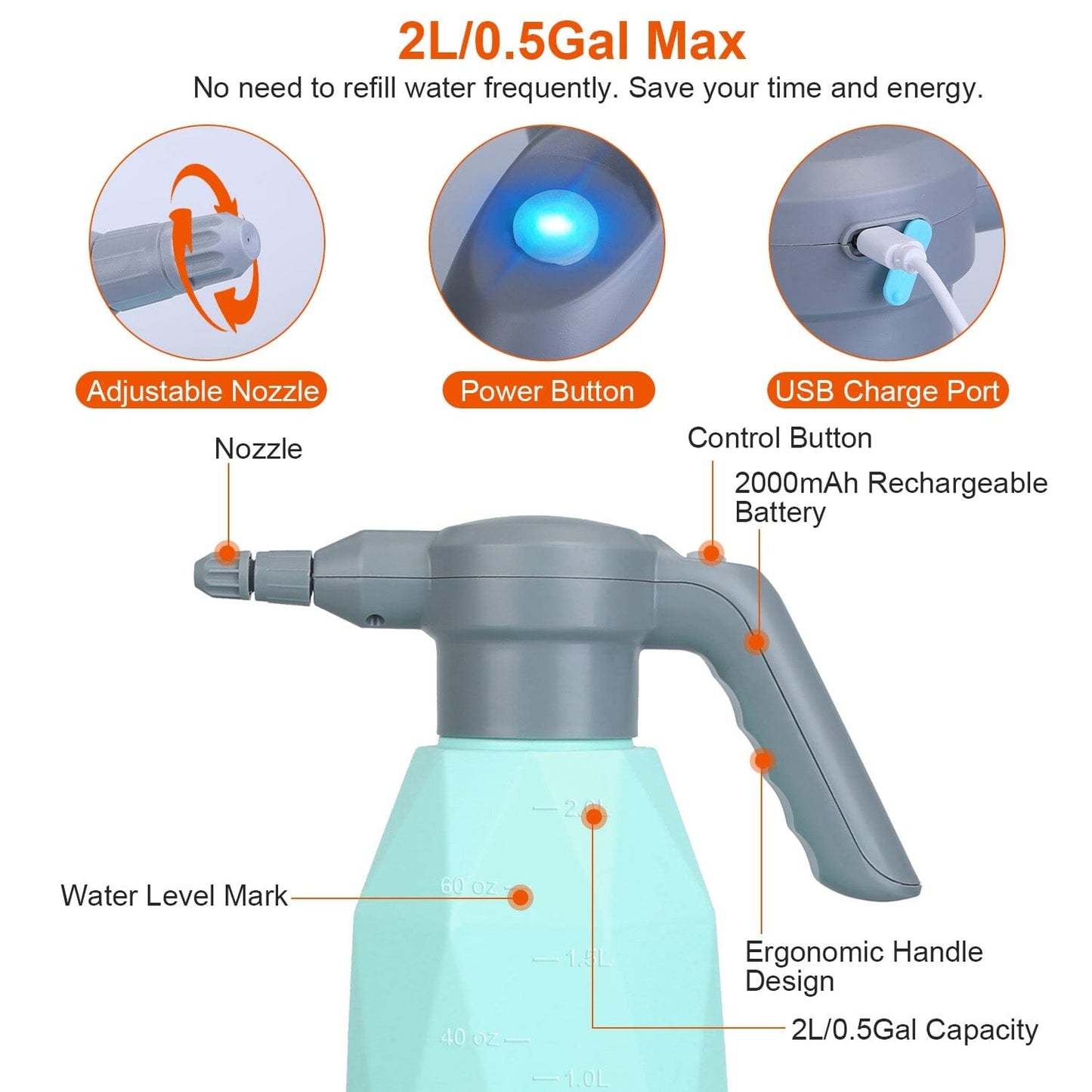 Rechargeable Handheld Automatic Electric Spray Bottle __stock:50 Garden & Patio Low stock refund_fee:1200