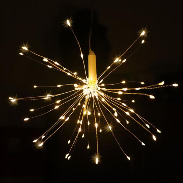 Remote Control Waterproof Christmas Fireworks LED String Lights Warm White __stock:100 refund_fee:800 String & Fairy Lights Warranty