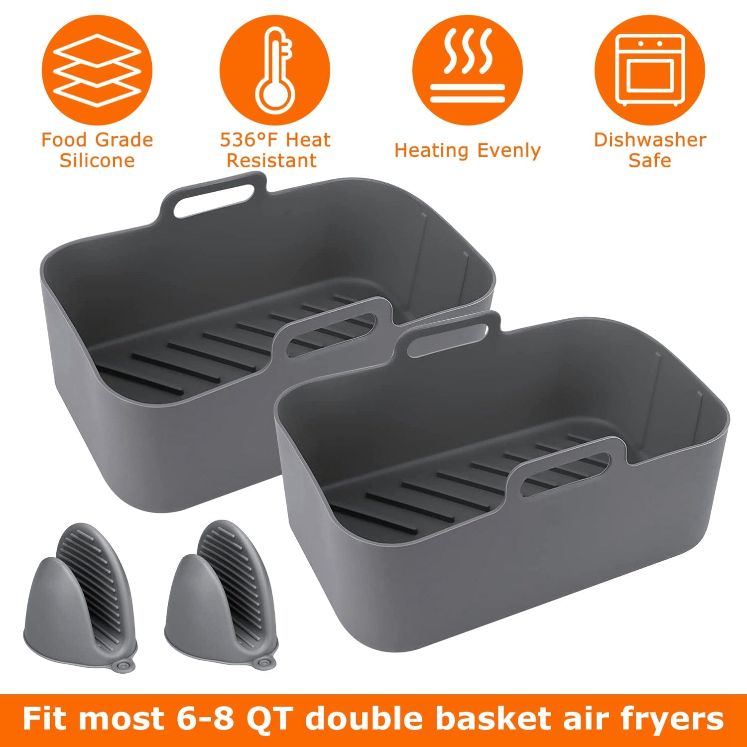 Reusable Air Fryer Silicone Pot Rectangle Replacement of Parchment Liners 6-8 Quart __stock:50 Kitchen & Dining Low stock refund_fee:1200