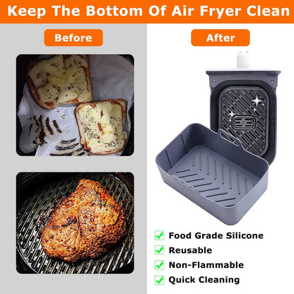 Reusable Air Fryer Silicone Pot Rectangle Replacement of Parchment Liners 6-8 Quart __stock:50 Kitchen & Dining Low stock refund_fee:1200