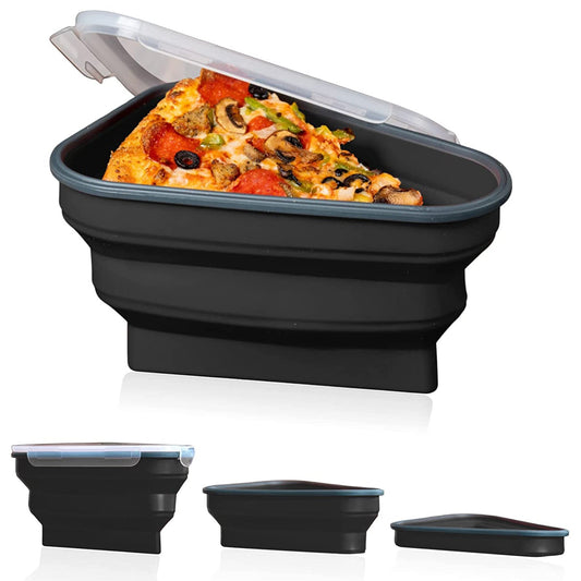 Reusable Pizza Storage Container with 5 Microwavable Serving Trays Black __stock:200 Kitchen & Dining refund_fee:1200