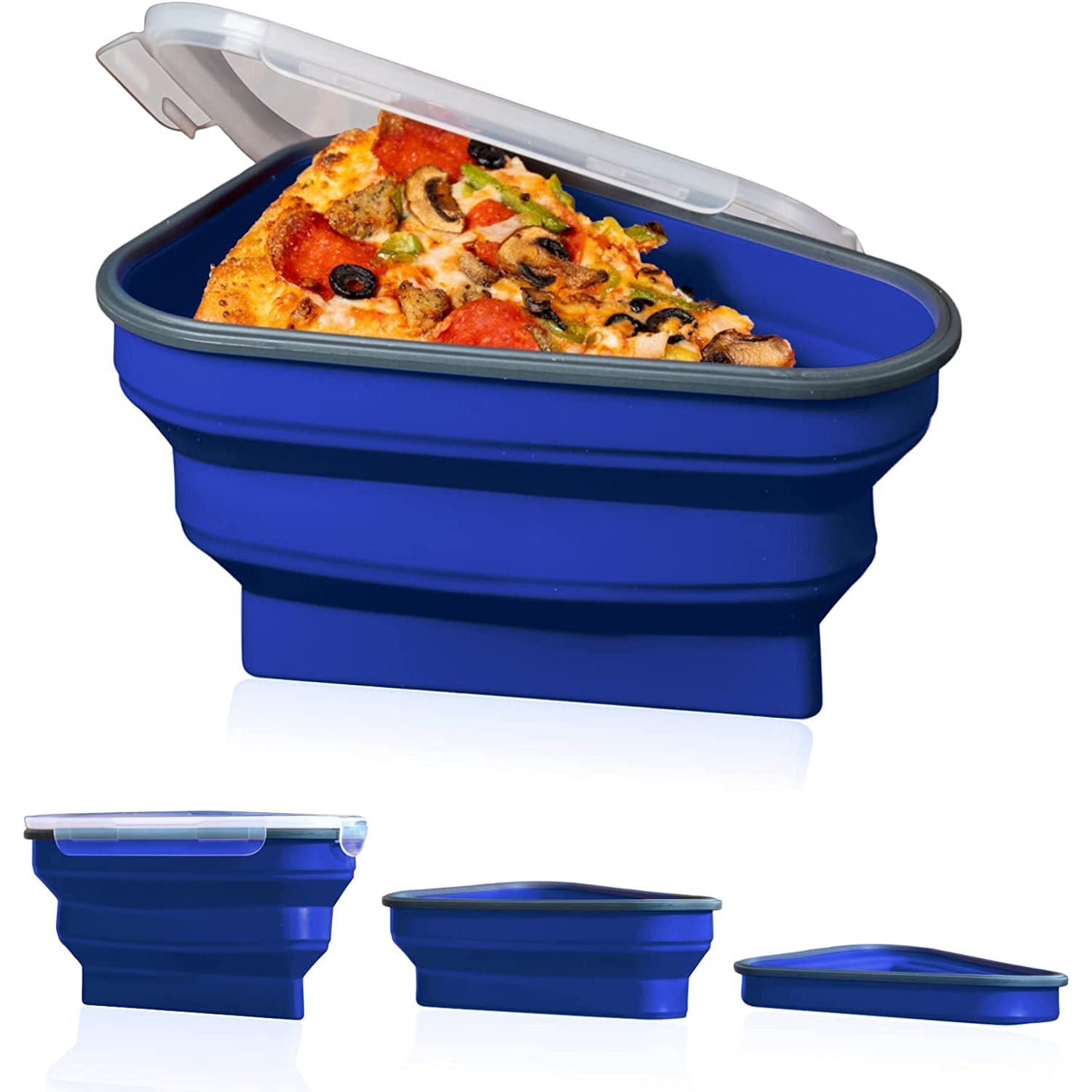 Reusable Pizza Storage Container with 5 Microwavable Serving Trays Blue __stock:200 Kitchen & Dining refund_fee:1200