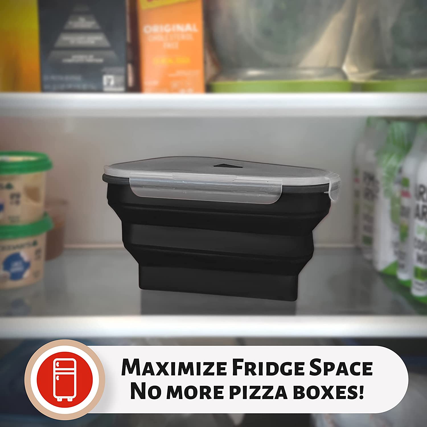 Reusable Pizza Storage Container with 5 Microwavable Serving Trays __stock:200 Kitchen & Dining refund_fee:1200