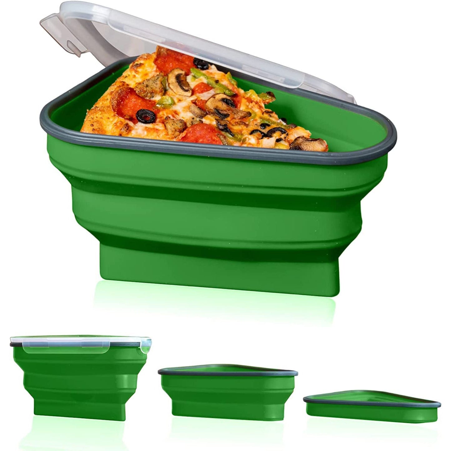 Reusable Pizza Storage Container with 5 Microwavable Serving Trays Green __stock:200 Kitchen & Dining refund_fee:1200