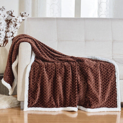 Reversible Soft Braided Sherpa Throw Blanket Chocolate __label2:BOGO 30% OFF Bedding refund_fee:1200