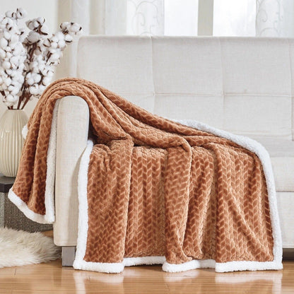 Reversible Soft Braided Sherpa Throw Blanket Mocha __label2:BOGO 30% OFF Bedding refund_fee:1200