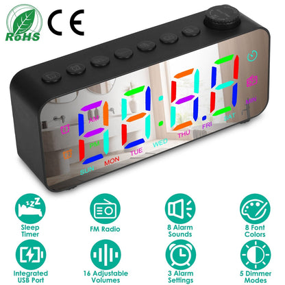 RGB Color LED Digital Alarm Clock __stock:50 Household Appliances Low stock refund_fee:1200 Warranty